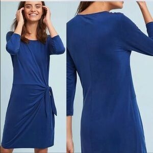 Anthropologie Dress Dolan Left Coast Sanibel Cobalt Blue Tie Waist Stretch Large